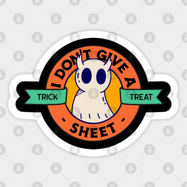 I Don’t Give a Sheet – Funny Halloween Ghost Pun Sticker by Stylecombinator